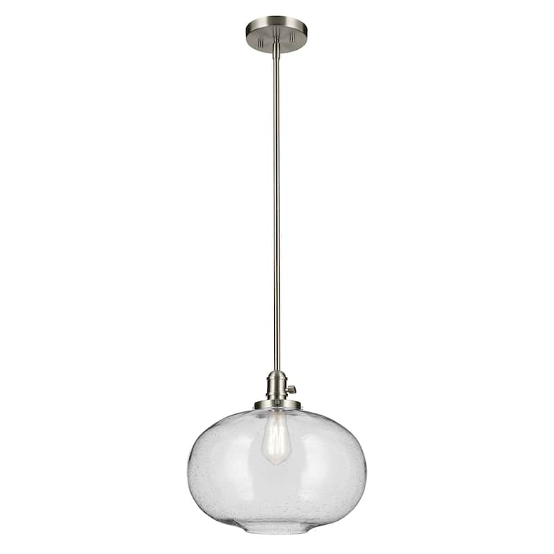 Kichler Lighting Avery 1-Light Pendant Light with Seeded Glass - Brushed Nickel - Globe