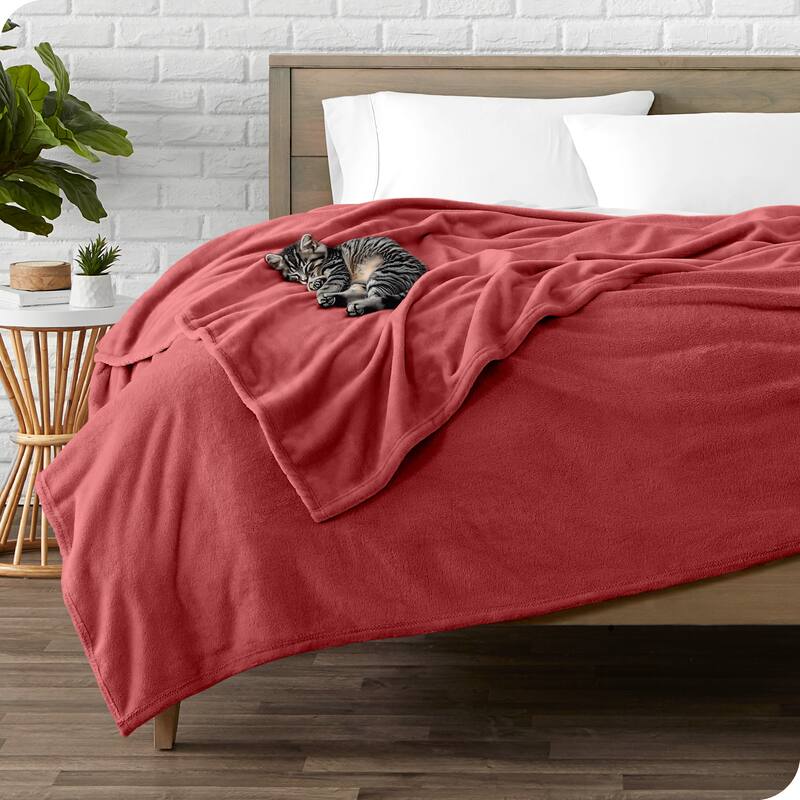 Bare Home Microplush Fleece Blanket - Ultra-Soft - Cozy Fuzzy Warm - King - Rosewood