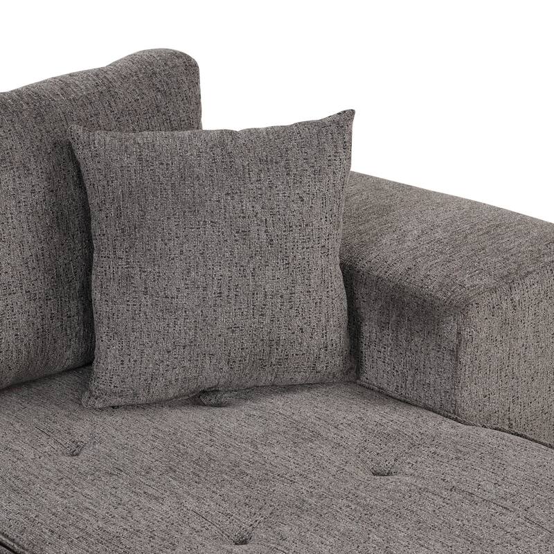 104" Modern L-Shape 3 Seat Reversible Sectional Couch, Pull Out Sleeper Sofa with Storage Chaise and 2 Stools