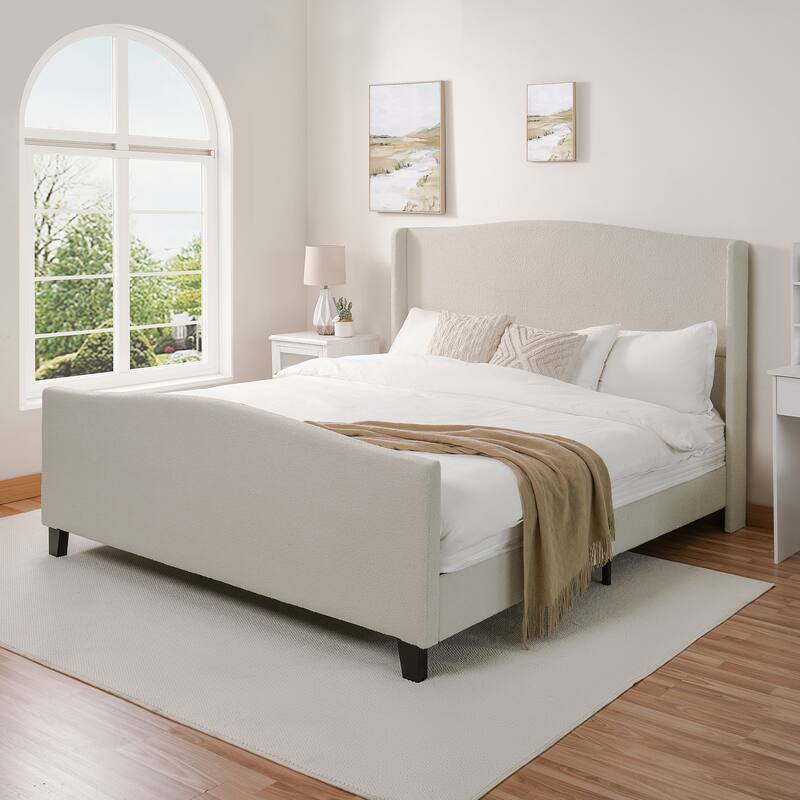 King Size Bed Frame with 49.21"High Back Upholstered Headboard