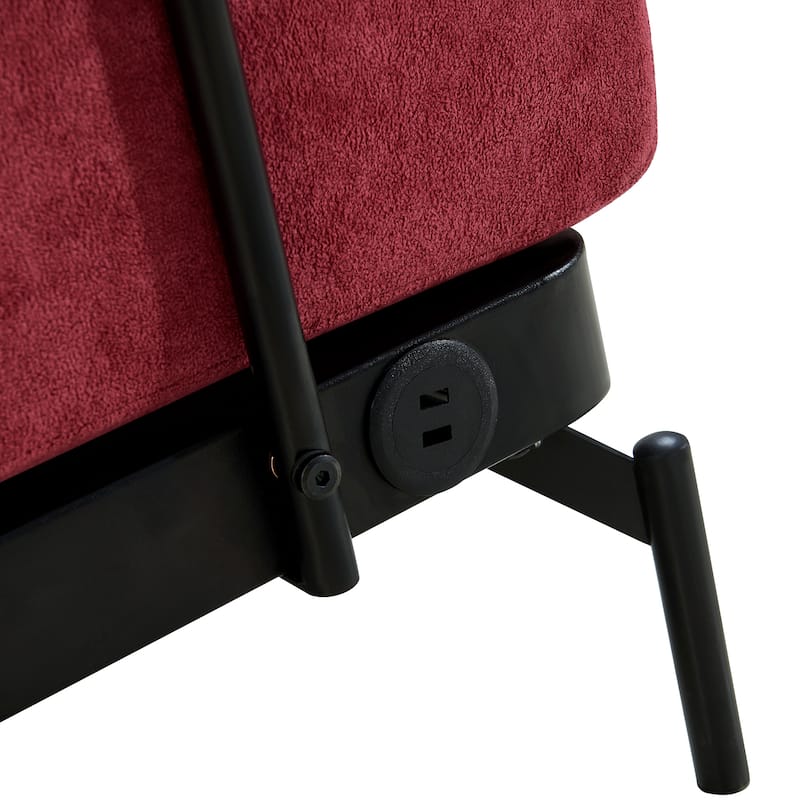 Anmytek Modern 59 Inch Loveseat Sofa with USB Ports and Unique Cylindrical Armrests Red