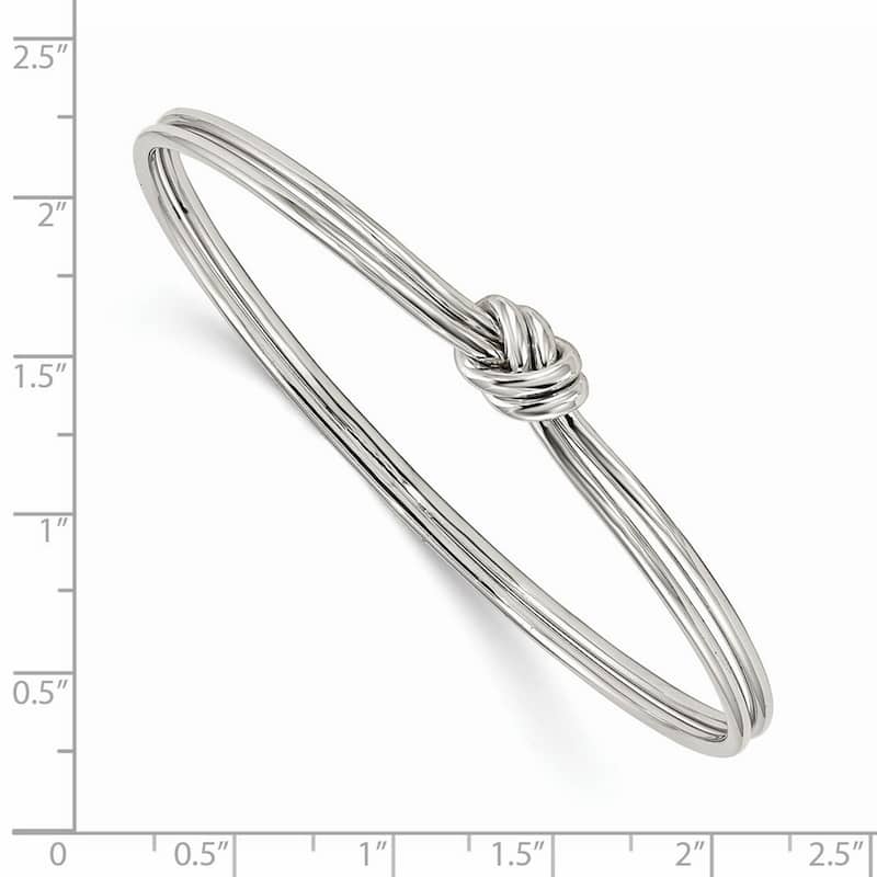 Curata 925 Sterling Silver Rhodium plated Polished Knot Slip On Bangle Bracelet