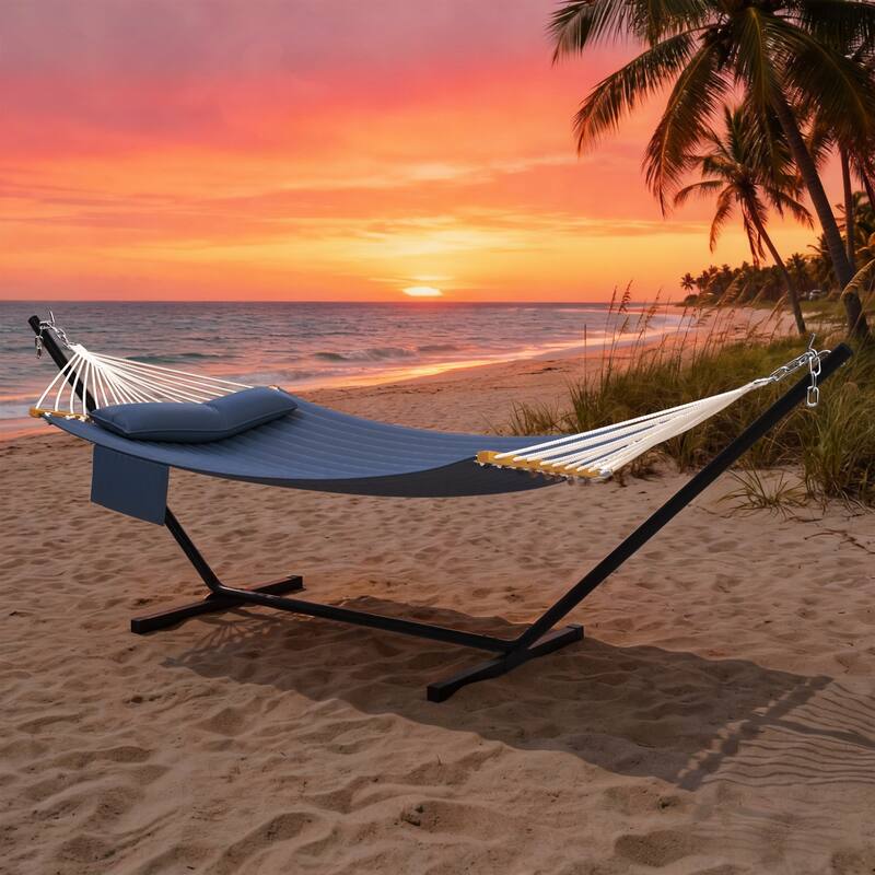 EROMMY Modern Portable Hammock, Hand-Woven Ropes, Anti-Tipping Design for Backyards, Beaches & Campsites