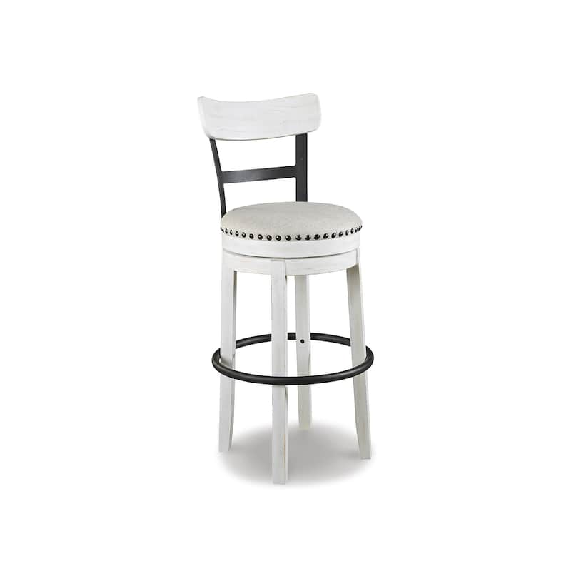 Valebeck White Bar-Height Swivel Bar Stool
