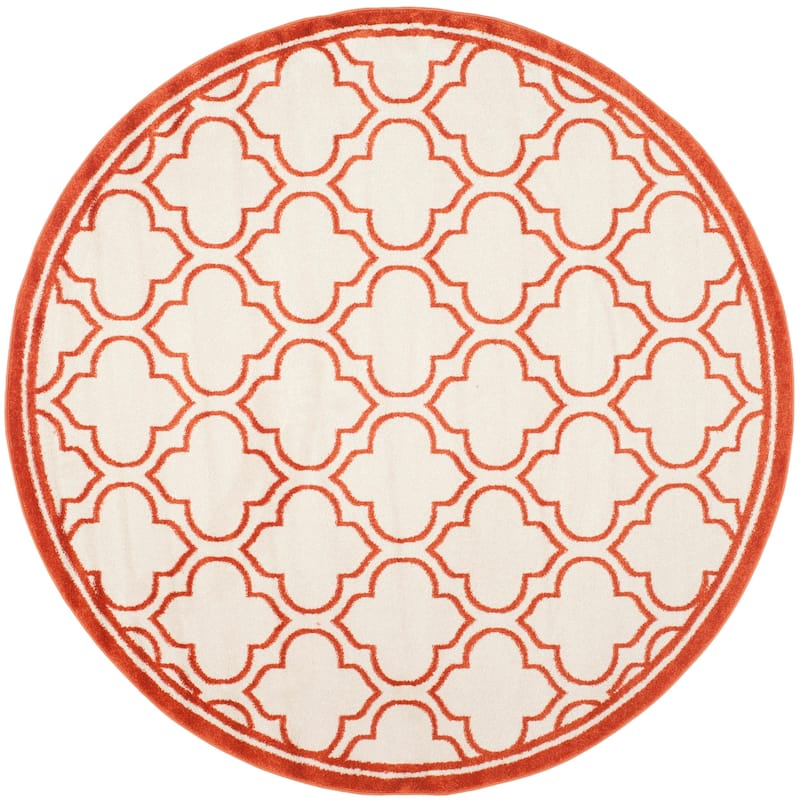 SAFAVIEH, Amherst Doraline Modern Rug - 5' Round - Ivory/Orange