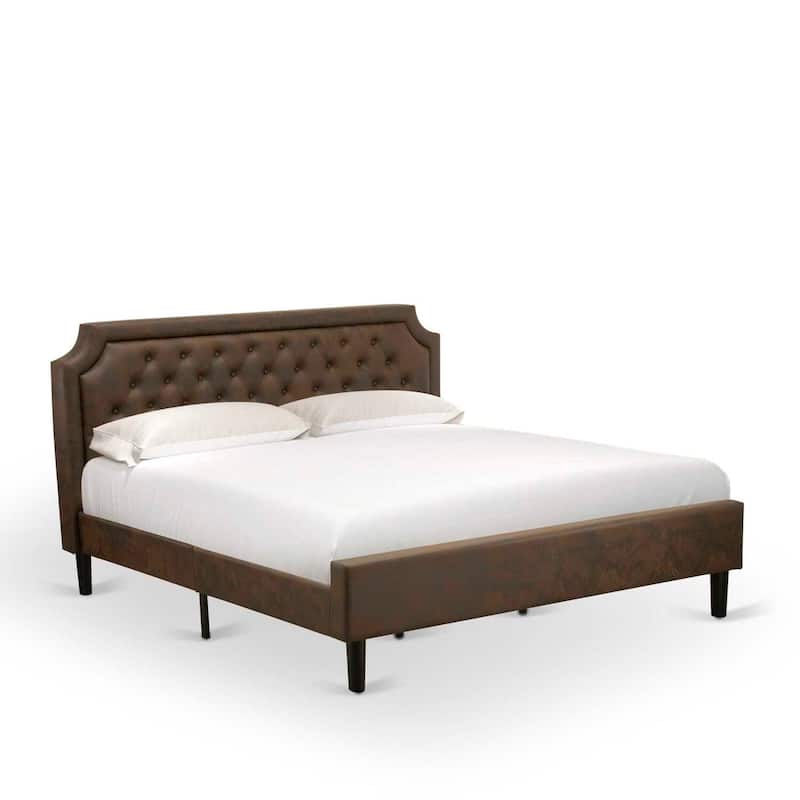 King Bed Frame Platform - Faux Leather Headboard & Footboard - Modern Bedroom Furniture