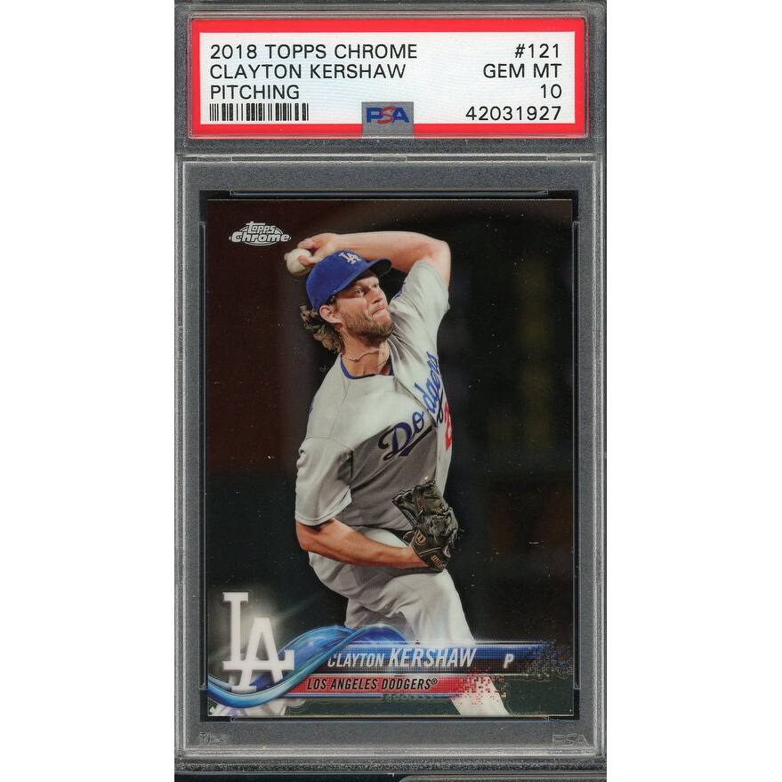 Clayton Kershaw 2018 Topps Chrome Baseball Card #121 Graded PSA 10 GEM MINT - 8'6" x 11'6"
