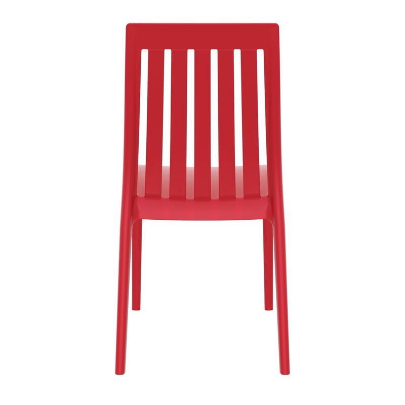35" Red High Back Stackable Outdoor Patio Dining Chair