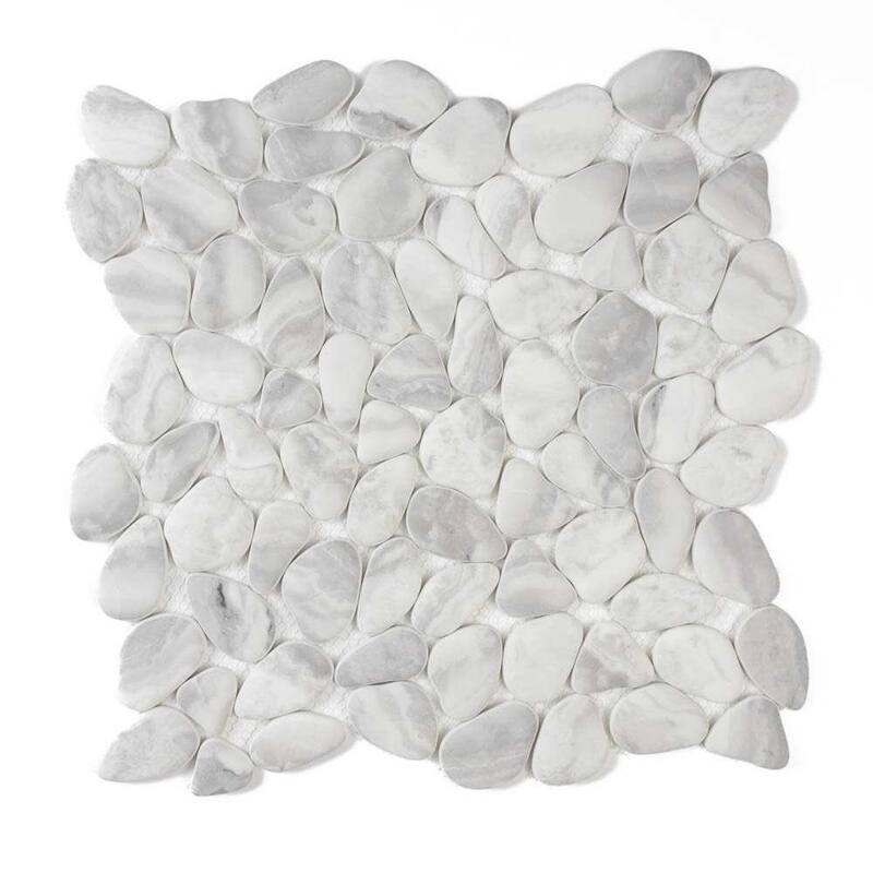 The Tile Life Huron Rock 12x12 Glacier Glass Pebble Floor & Wall Tile
