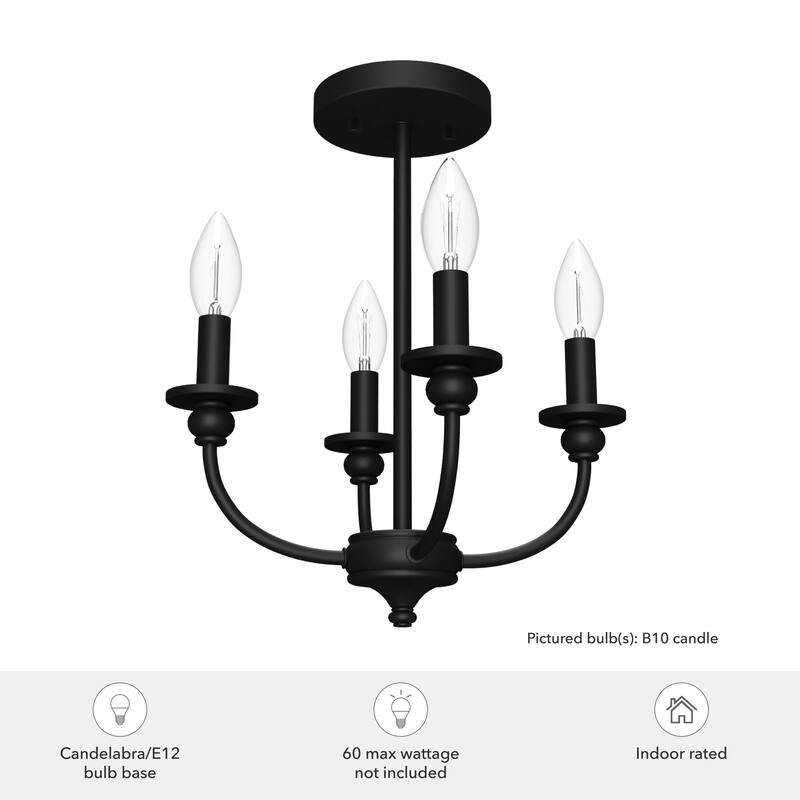 Hunter Southcrest 4 Light Flush Mount Ceiling Light - Entry, Bathroom, Hallway - Candle, Farmhouse, Transitional