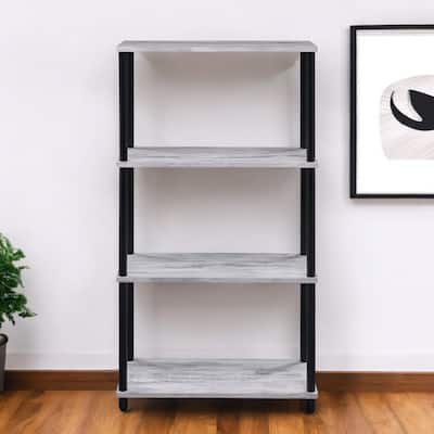 Vertical Ladder Style 4 Shelf Etagere Metal and Wood Construction for Living Room or Office - 44"H x 24"W x 12"D