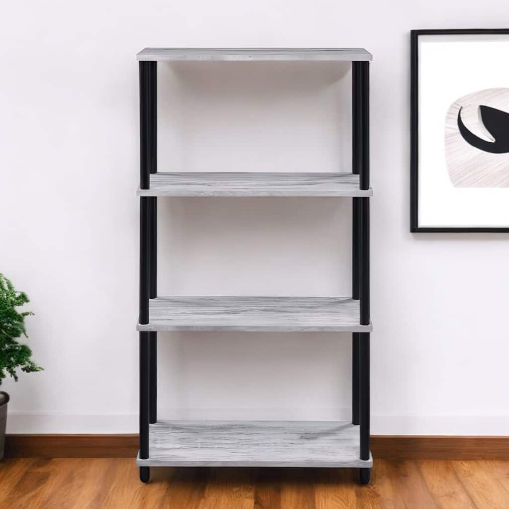 Vertical Ladder Style 4 Shelf Etagere Metal and Wood Construction for Living Room or Office - 44"H x 24"W x 12"D