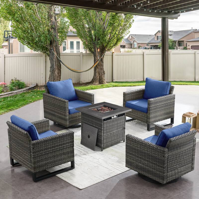 Outdoor Swivel chair with Patio Club Chair - Blue