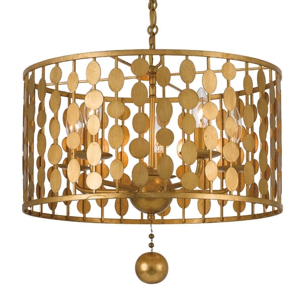 slide 2 of 7, Layla 5 Light Antique Gold Chandelier - 18'' W x 17'' H 18'' W x 17'' H