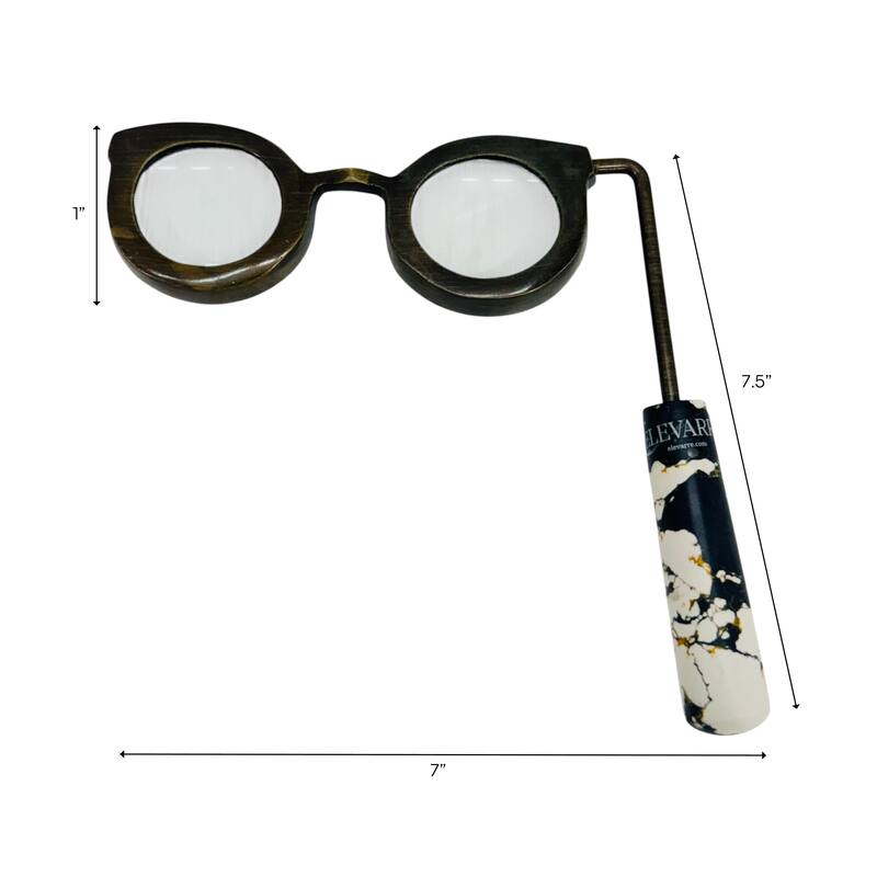 Eyeglass Magnifying Glass with Marble Handle Sculpture - 9"