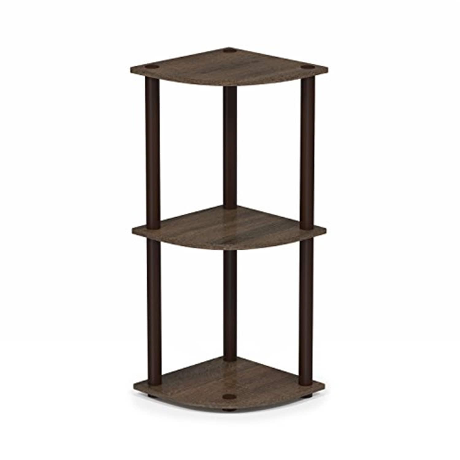 3 Tiers Wood Household Shelving Unit in Walnut/Brown (11.6 in. W x 29.6 in. H x 11.6 in. D)