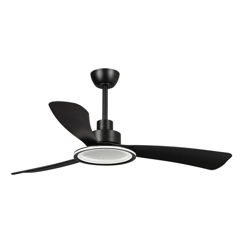 52-inch Black ABS 3-Blade Modern Propeller LED Ceiling Fan with Remote - 52 inches