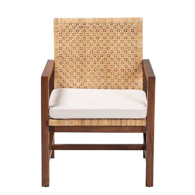 Lovina Bohemian Light Honey Rattan and Acacia Wood Arm Chair