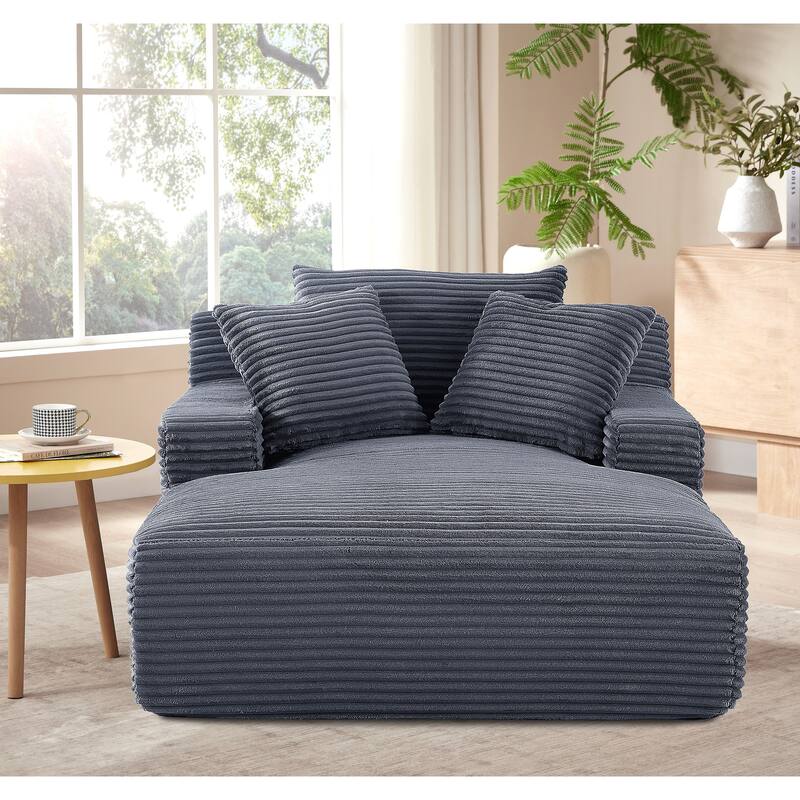 Oversized Corduroy Upholstered Sleeper Sofa Bed Cozy Cloud Chaise