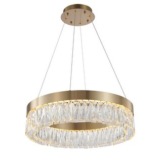 1-Light D24" Gold Metal LED Chandelier With Clear Crystals - Bed Bath ...