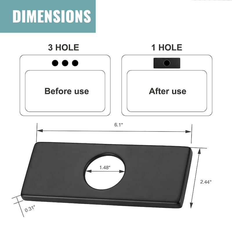 WOWOW 304 Stainless Steel Faucet Deck Plate Fits 1 to 3 Hole Sinks