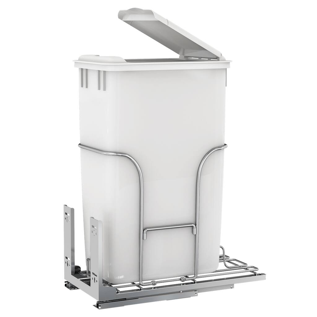 43 Quart White Pull Out Kitchen Waste Containers - 43 Quart