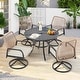 preview thumbnail 45 of 92, Versatile Outdoor Dining Sets w Swivel/Folding Chairs & Steel Slat Table and HDPE Dining Table Set for Gardens, Patios 5-Piece - Swivel-Beige
