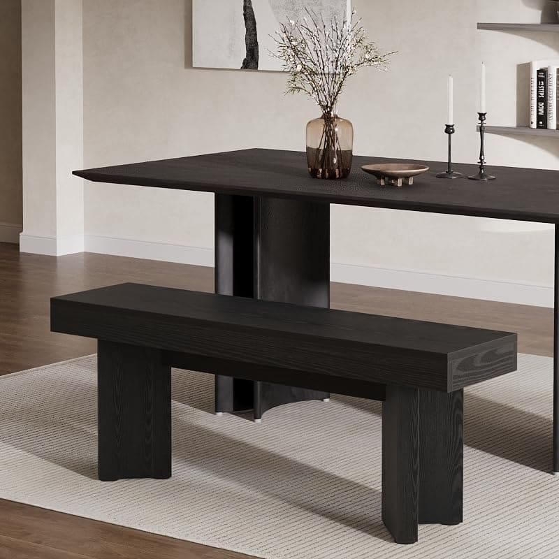 Farmhouse Wooden Dining Bench, 47" Indoor Kitchen Table Bench