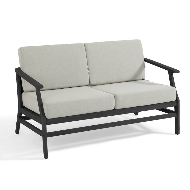 Teak Outdoor Patio Club Chairs Loveseat with Cushions