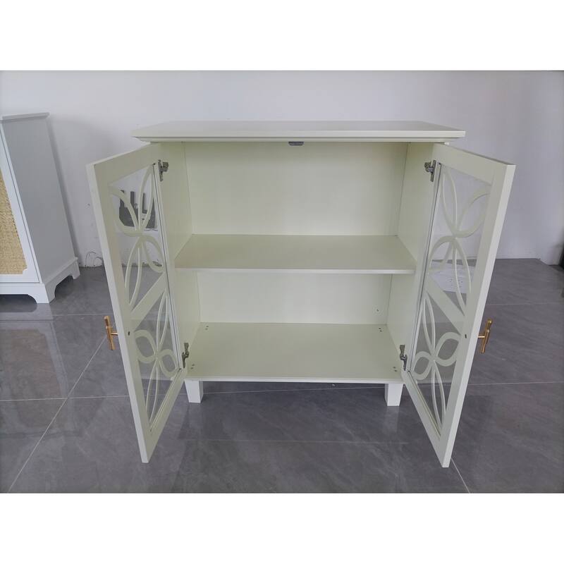 Sideboard Buffet Storage Cabinet With Tempered Glass Doors