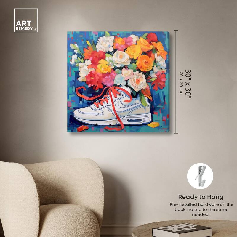 Whimsical Sneaker with Flowers Canvas by Art Remedy, Gallery Wrapped
