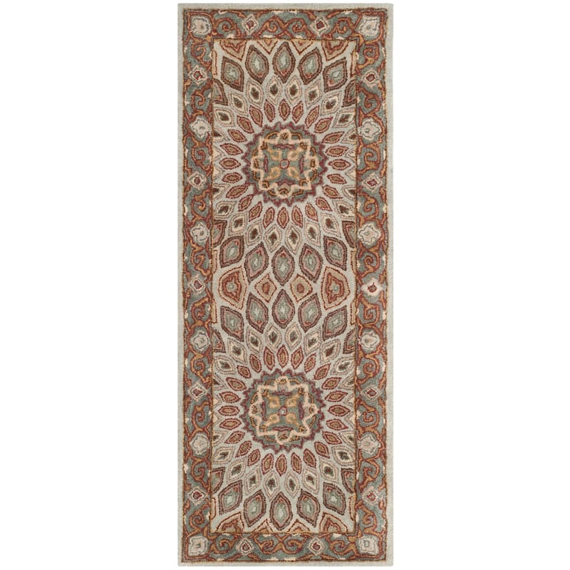 SAFAVIEH Handmade Heritage Wayfarer Traditional Oriental Wool Rug - 2'3" x 12' Runner - Blue/Grey
