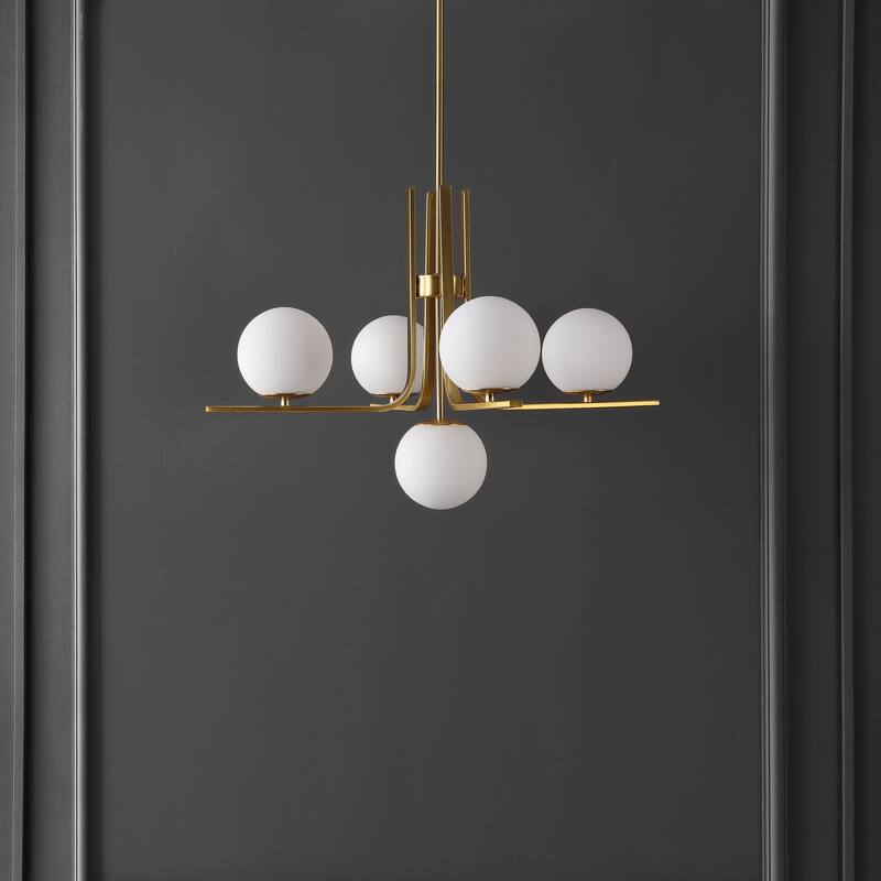SAFAVIEH Lighting Akina 5 Light 30" Chandelier - 30" x 30" x 29-59" - withD/H - Brass