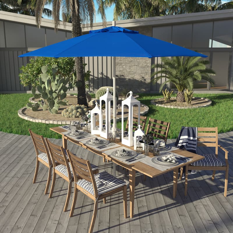 California Umbrella 9' Rd Golden State Series Patio Umbrella White Aluminum Frame Crank Lift Collar Tilt Olefin Royal Blue - Royal Blue