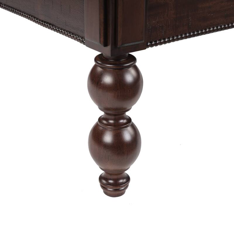 Wooden Sofa Side Table End Table, Coffee Table with Storage Drawer, Cocktail Table with Solid Gourd-Shaped Legs