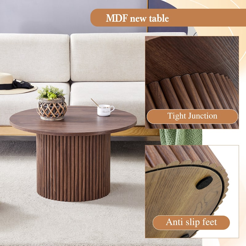 27.5" MDF Coffee Table with Roman Column Legs and Hidden Storage for Living Room