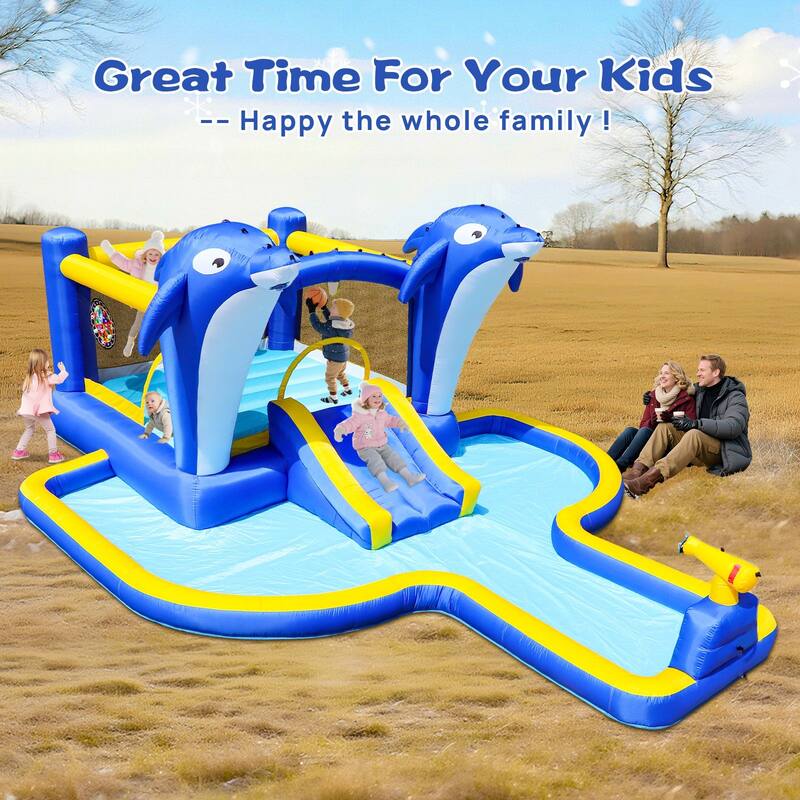 8 in1 Inflatable slide water park trampoline bouncing house outdoor garden