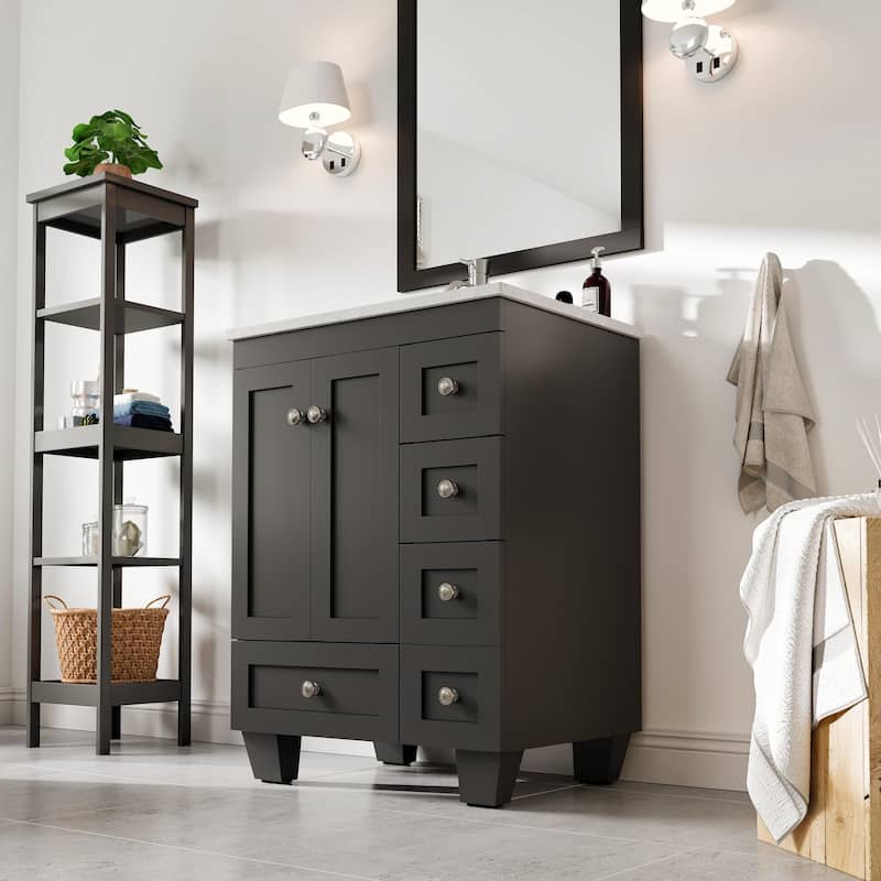Eviva Happy 24"W Bath Vanity with Carrara Quartz Top