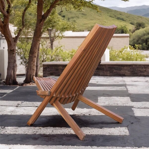 Acacia Wood Folding Chair with Long Back - On Sale - Bed