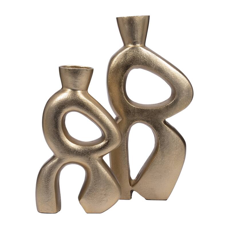 Sagebrook Home Modern Metal Gold Solid Color Novelty Abstract Vase