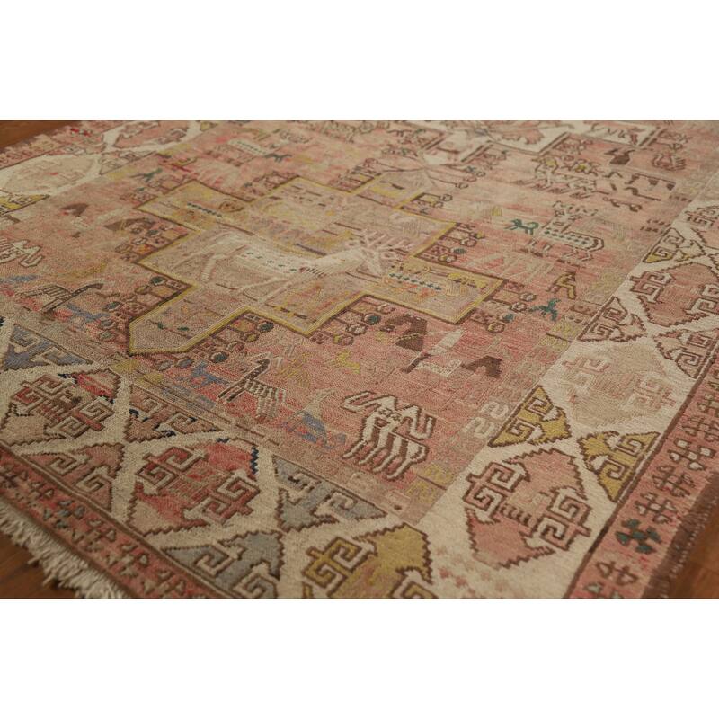 Hand Woven Oriental 100% Wool Carpet Traditional Tribal Pink Sumak Runner Rug - 10' 2'' X 3' 9''