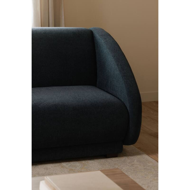 NADAAL STUDIOS Solace Left Arm Facing Modular Sofa, Deep Foam & Fiber Cushioning, Plinth Base, Two Toss Cushions, White