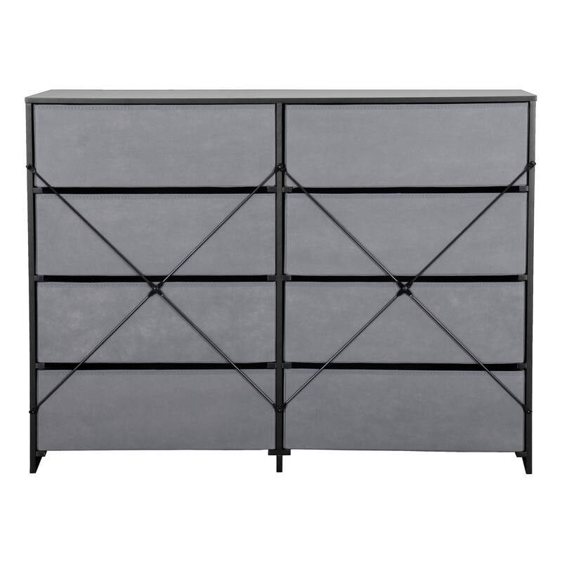 8 Drawer Dresser with Fabric Storage MDF Frame Modern Bedroom Organizer