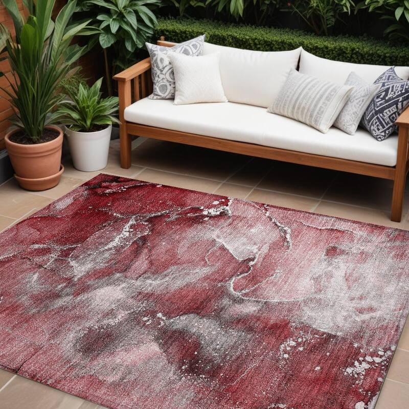 Rari Artistic Abstract Weather Resistant Classic Meets Modern Runner Outdoor Rug - 9' X 12' - Purple