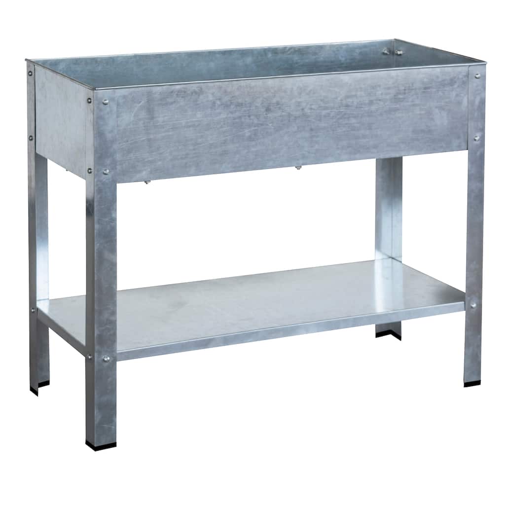 Galvanized Metal Elevated Garden Planter - 40"Lx16"Wx31"H