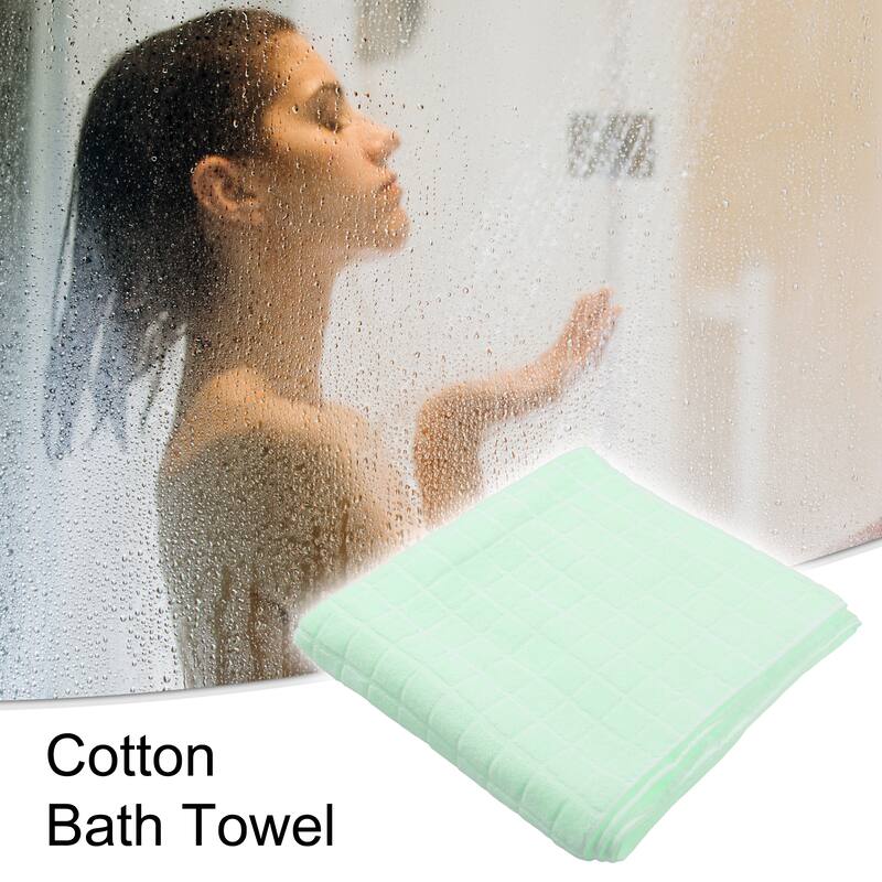 1pc Soft Absorbent Cotton Bath Towel for Bathroom Shower 28.74"x55.12" - Green