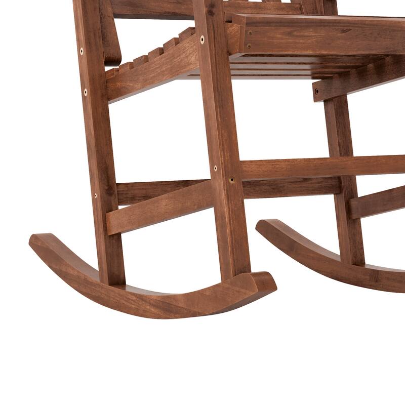 Acacia Wood Outdoor Rocking Chair, Traditional Porch Outdoor Rocker Chairs Set of 2 - 43" H