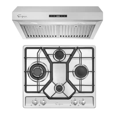 2 Piece Kitchen Appliances Packages Including 24" Gas Cooktop and 30" Under Cabinet Range Hood
