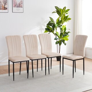 Modern Velvet Upholstered Dining Chairs Set of 4 with Metal Legs and ...