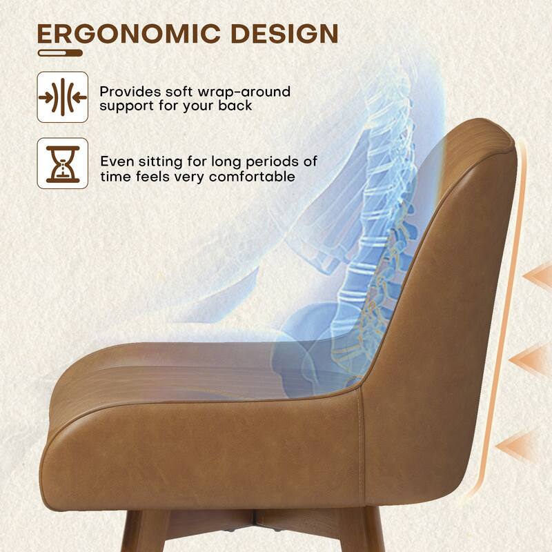 26" Upholstered Counter Height Swivel Bar Stool with Solid Wood Legs - 38.8"H x 20.5"W x 21.7"D